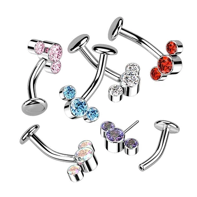 PREMIUM Luxe G23 Ti Curved Cluster Threadless Floating Navel Barbell