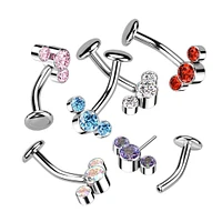 PREMIUM Luxe G23 Ti Curved Cluster Threadless Floating Navel Barbell