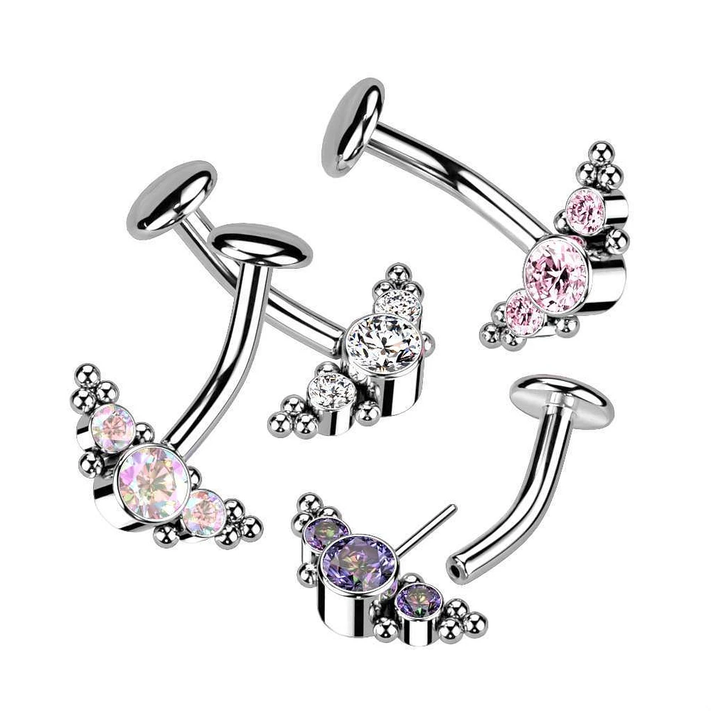 PREMIUM Luxe G23 Ti Beadwork Threadless Floating Navel Barbell