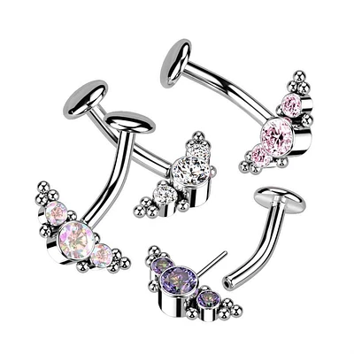 PREMIUM Luxe G23 Ti Beadwork Threadless Floating Navel Barbell