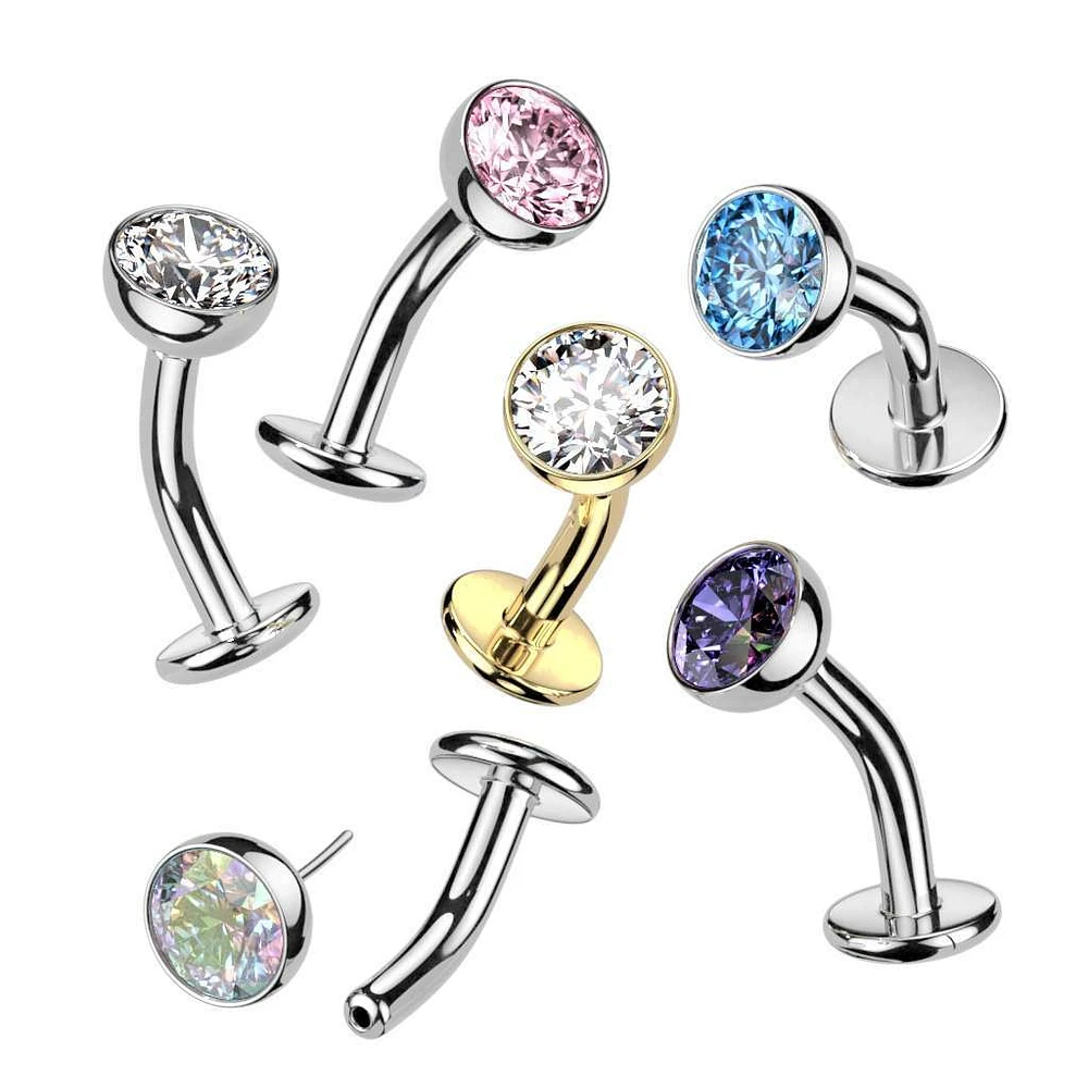 PREMIUM Luxe G23 Ti Crystal Threadless Floating Navel Barbell
