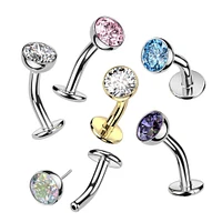 PREMIUM Luxe G23 Ti Crystal Threadless Floating Navel Barbell