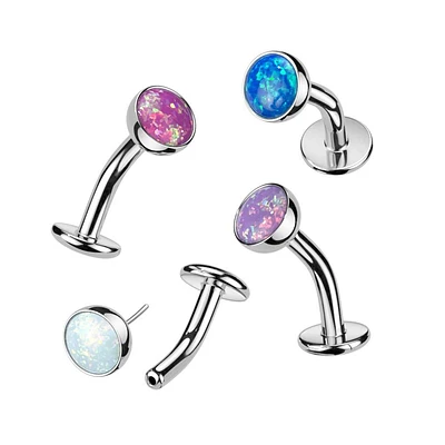 PREMIUM Luxe G23 Ti Bezel-set Opal Threadless Floating Navel Barbell