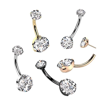 PREMIUM Luxe G23 Ti Claw-Set Threadless Navel Barbell