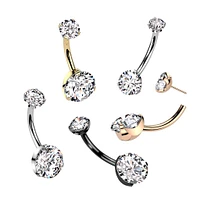 PREMIUM Luxe G23 Ti Claw-Set Threadless Navel Barbell