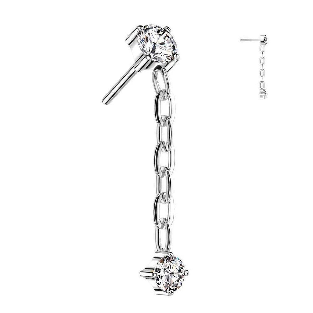 PREMIUM Titanium Crystal Chain Luxe Threadless Top