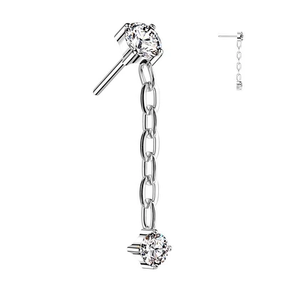 PREMIUM Titanium Crystal Chain Luxe Threadless Top