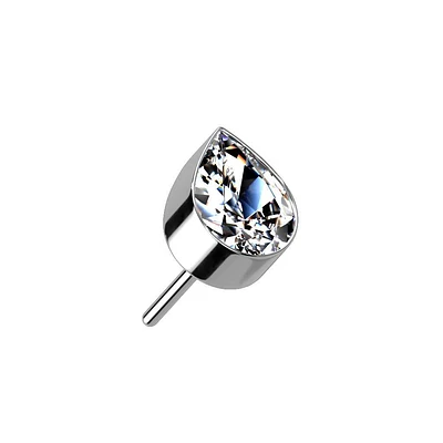 PREMIUM Titanium Crystal Teardrop Luxe Threadless Top
