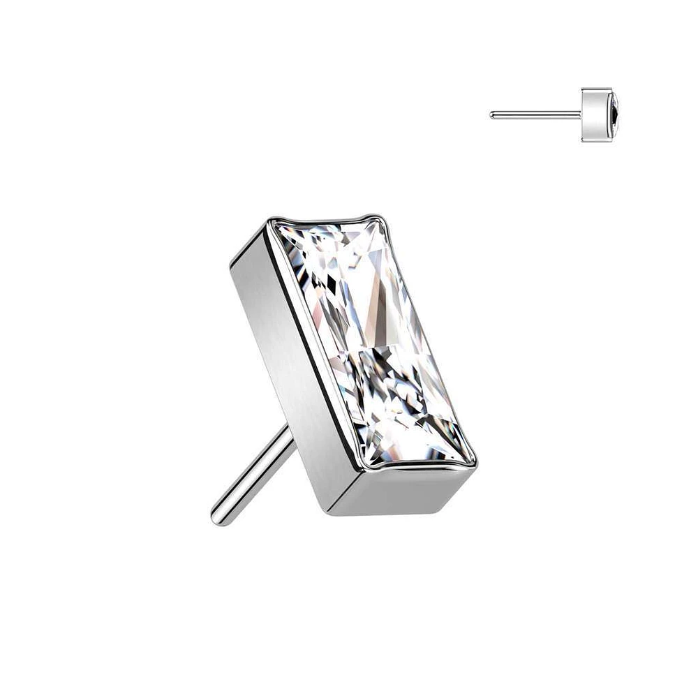 PREMIUM Titanium Baguette Crystal Luxe Threadless Top