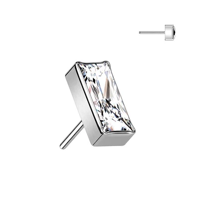 PREMIUM Titanium Baguette Crystal Luxe Threadless Top