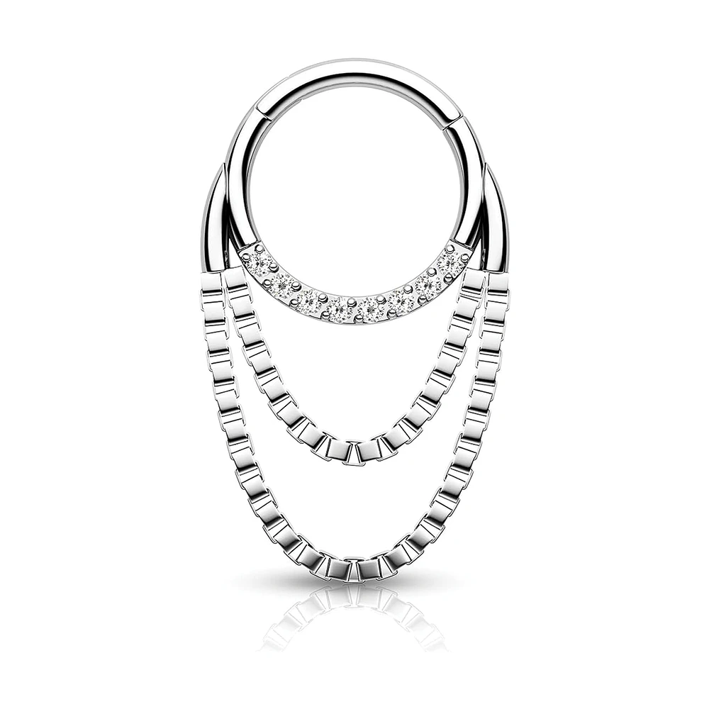 PREMIUM Crystal + Double Chain Segment Ring 16g