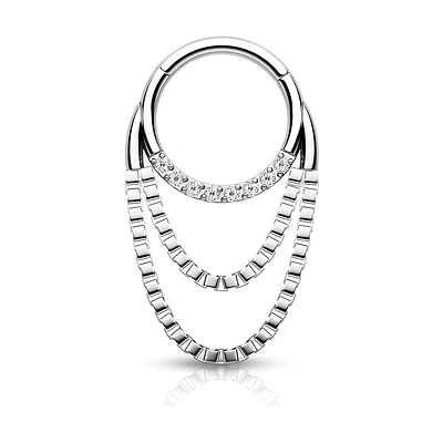 PREMIUM Crystal + Double Chain Segment Ring 16g
