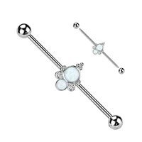 PREMIUM Opal Dotwork Industrial Barbell 14g