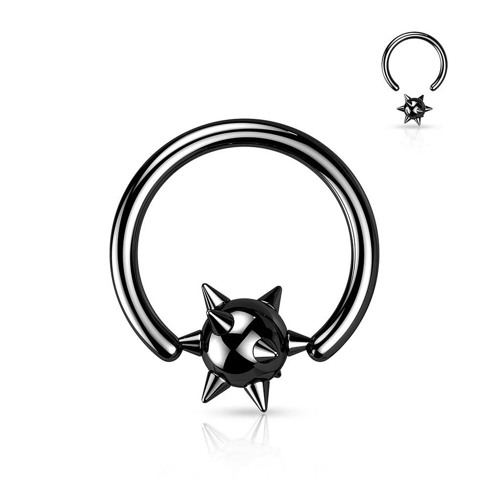 Spiked Mace Captive Bead Ring 14g