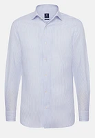 Camisa de Rayas Celestes Lino Regular Fit