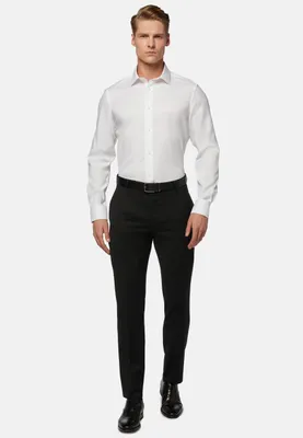 Camisa Blanca de Pin Point Algodón Slim Fit