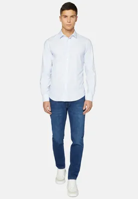 Nylon Stretch Striped Tokyo Collar Slim Fit