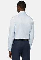 Camisa azul en pin point de algodón regular slim fit