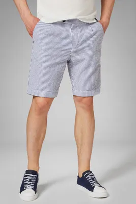 Bermudas Con Pinzas De Seersucker Algodón A Rayas