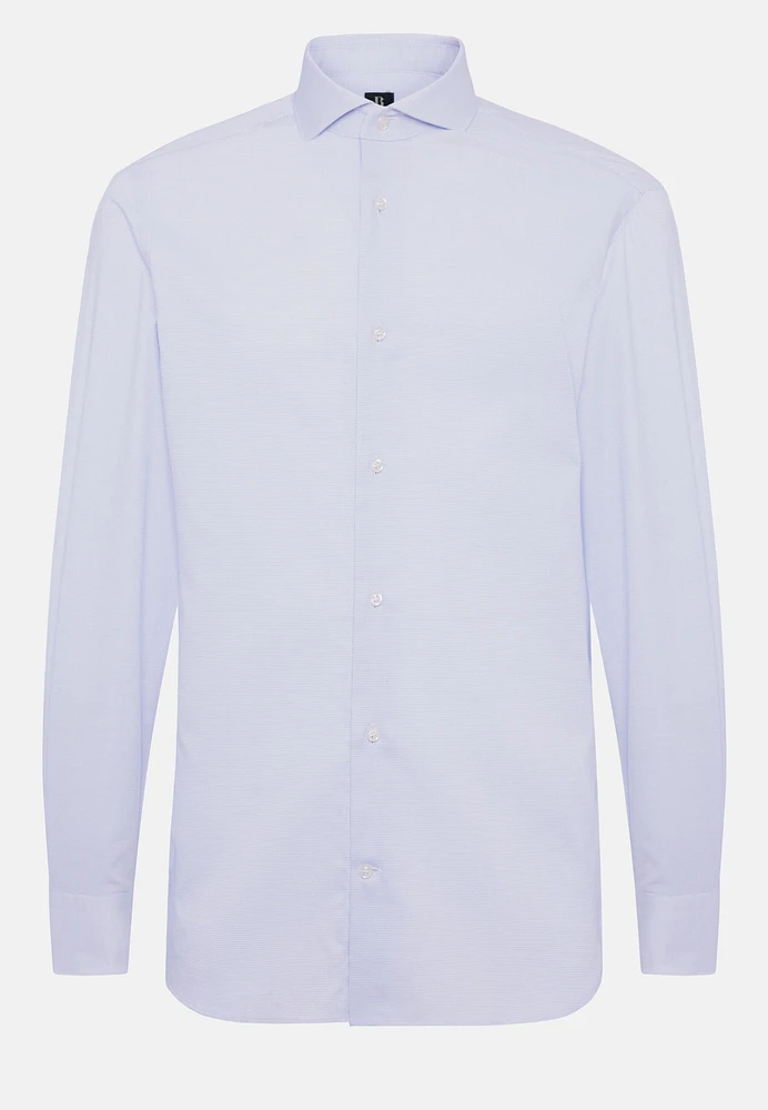 Camisa Celeste De Algodón Dobby Slim Fit