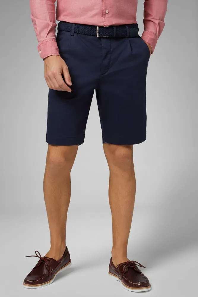 Bermudas Con Pinzas De Algodón Y Tencel Un Solo Color