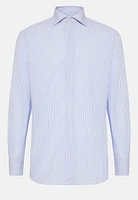 Camisa De Rayas Celestes Algodón Dobby Slim Fit