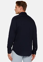 Camisa Azul Marino De Algodón y COOLMAX® Slim Fit