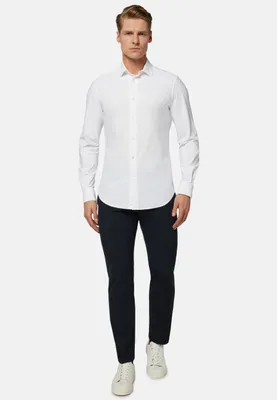 Camisa Blanca De Nailón Elástico Slim