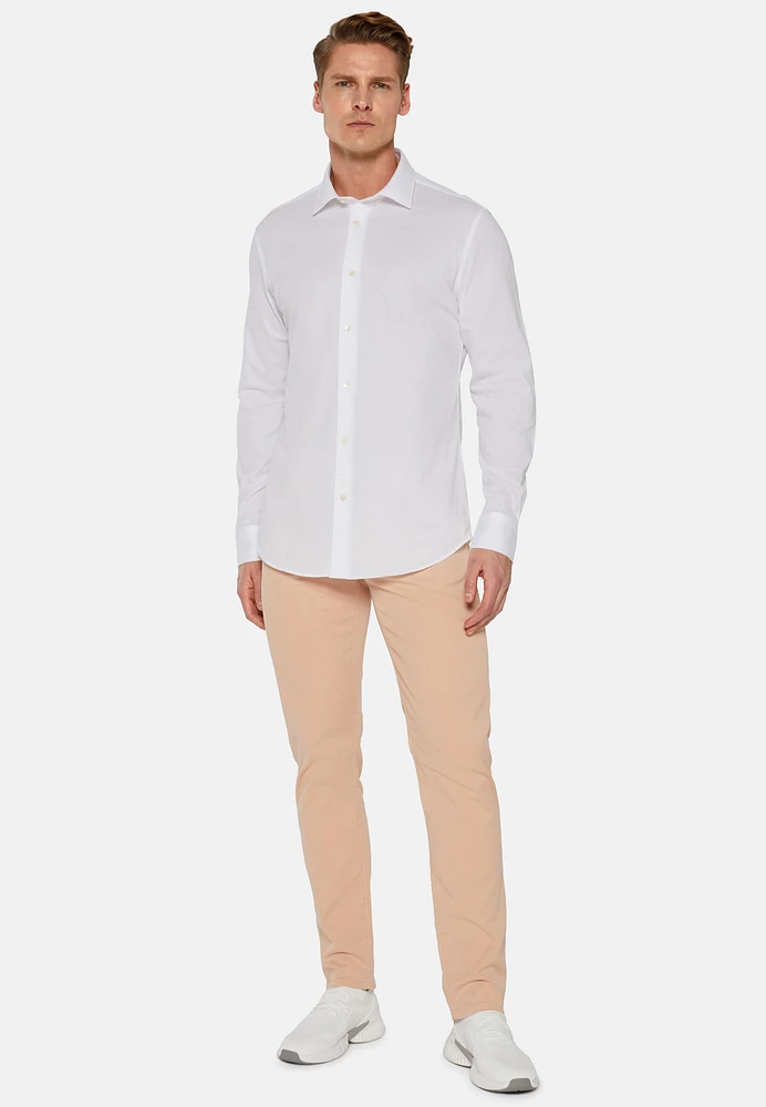 Camisa Blanca De Algodón y COOLMAX® Slim Fit