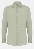 Camisa Verde De Tencel Lino Regular Fit