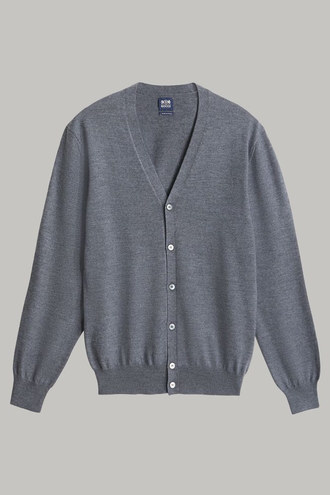 Gilet gris foncé en laine mérinos