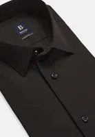 Camisa Negra De Algodón Elástico Corte Slim