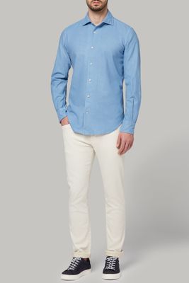 Chemise bleue en coton coupe droite