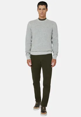 Pull Gris À Col Rond En Cachemire Mélang