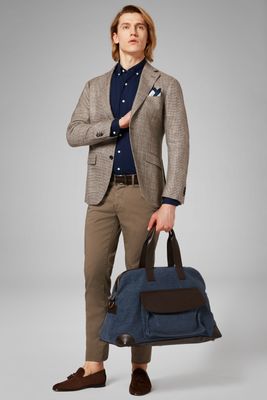 Blazer Couleur Noisette Napoli En Laine Soie Et Lin