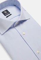 Camisa De Rayas Celestes Algodón Slim Fit