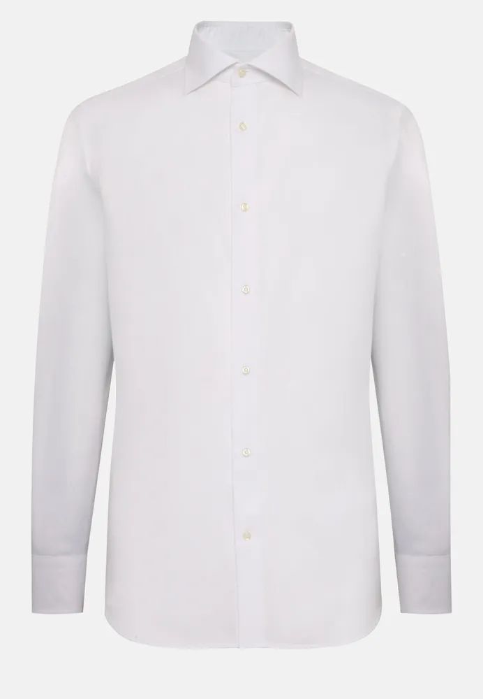 Camisa Blanca De Algodón Dobby Regular Fit