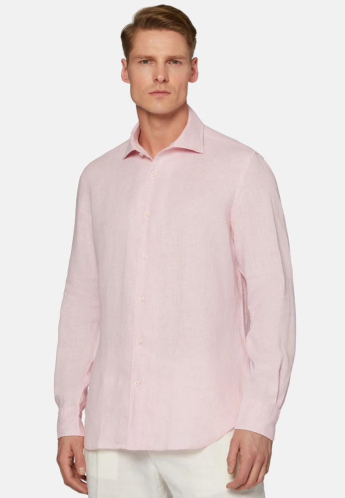 Camisa Rosa de Lino Regular Fit