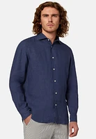 Camisa Azul Marino de Lino Regular Fit