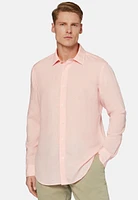 Camisa Rosa de Tencel y Lino Regular Fit