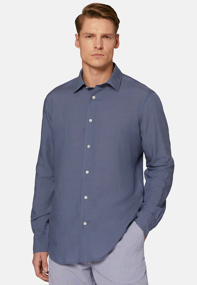 Camisa Índigo De Tencel Lino Regular Fit