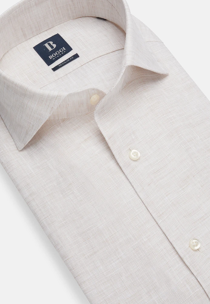 Camisa Beige de Lino Regular Fit