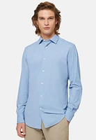 Camisa Azul De Nailon Elástico Corte Slim