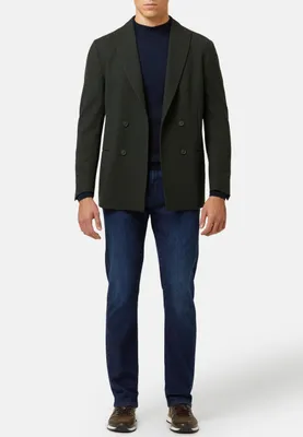 Veste verte en laine croisée b jersey
