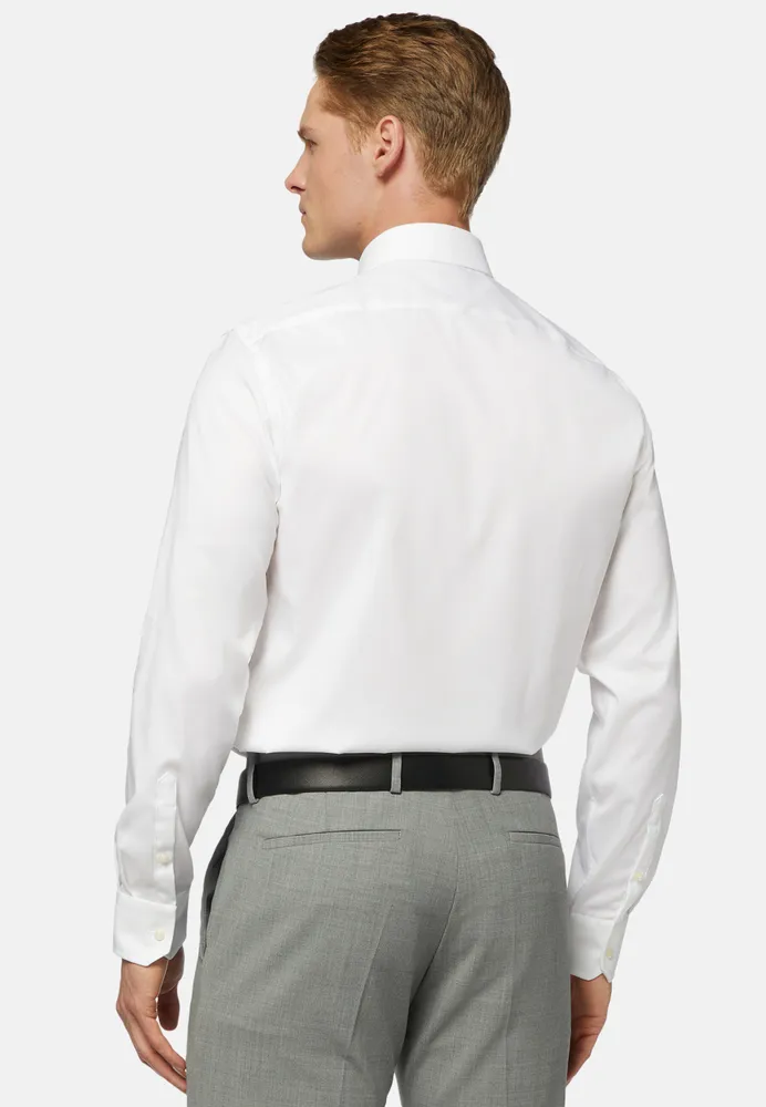 Camisa Blanca En Pin Point De Algodón Regular Slim Fit