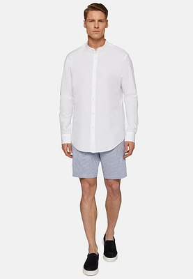 Camisa Blanca De Seersucker Corte Regular