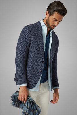 Blazer Bleu Aria En Laine Mélangée