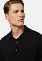 Polo De Punto Negro Crepé Algodón