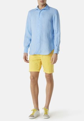 Chemise Bleu Clair En Lin Coupe Droite