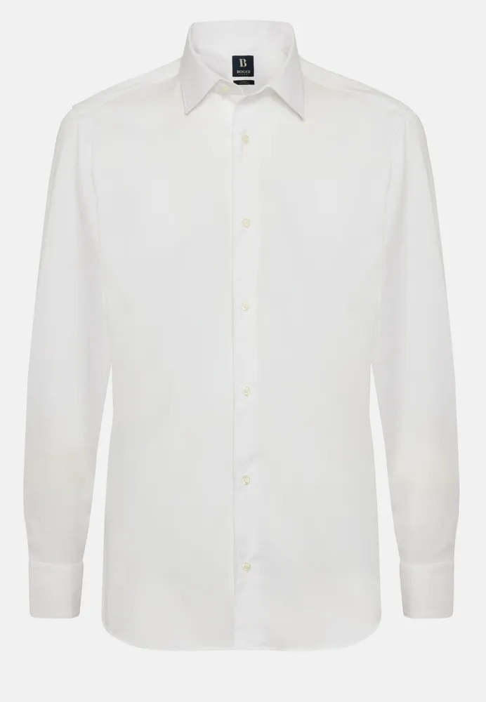 Camisa Blanca de Pin Point Algodón Slim Fit